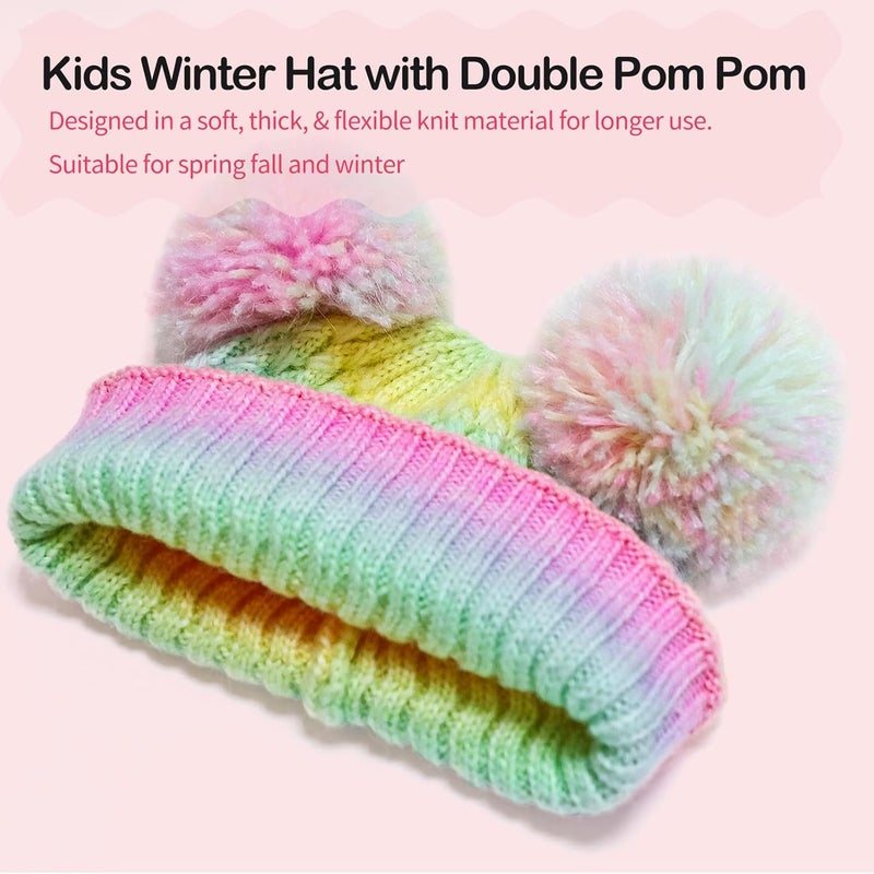KDVOG Store Kids Winter Hat Warm Knitted Beanies with Double Pom Pom Thick Ski Cap for Boys Girls 7-12 Years - Image 4